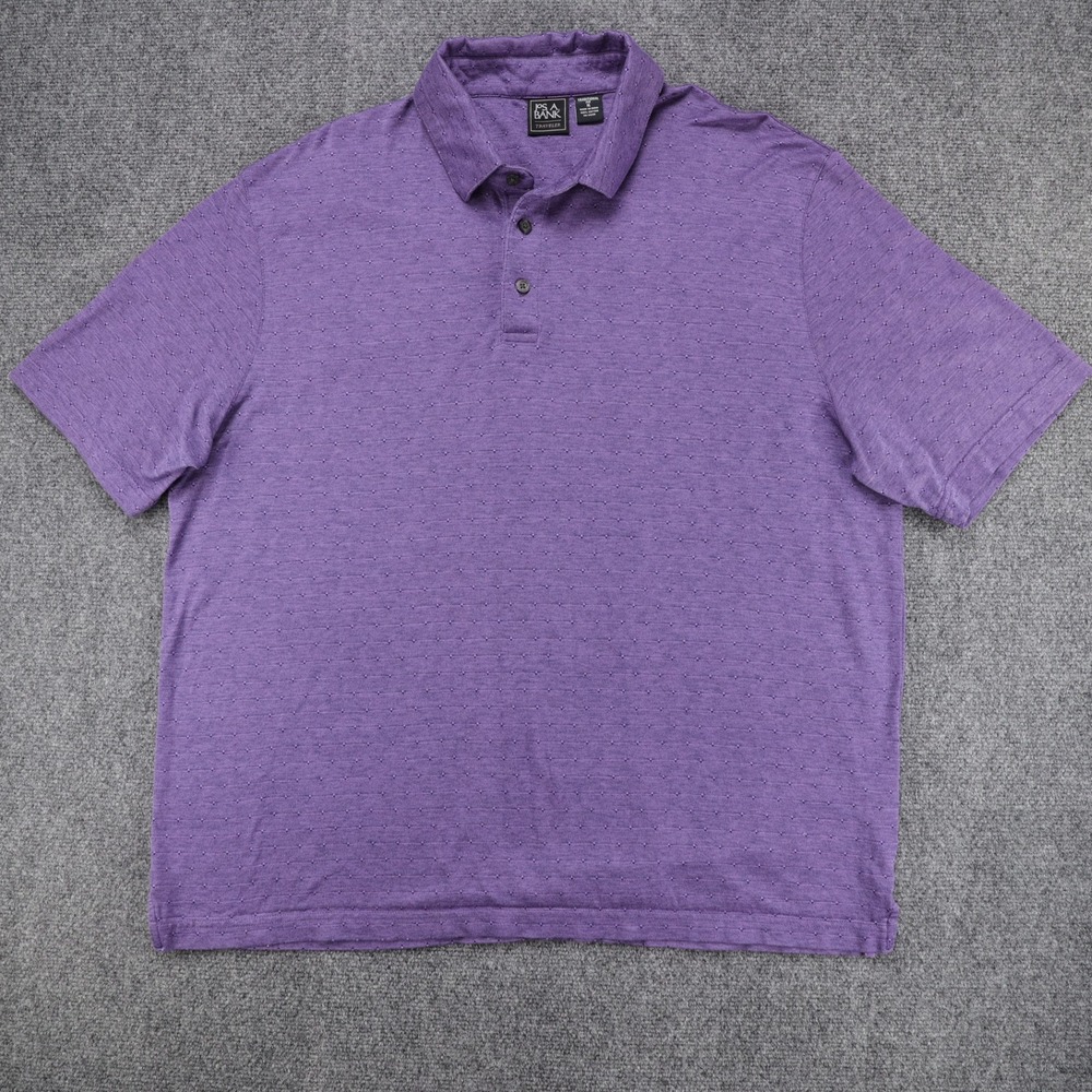 Jos A Bank Traveler Mens XL Purple Textured Dobby Dot Cotton Polo Shirt XL